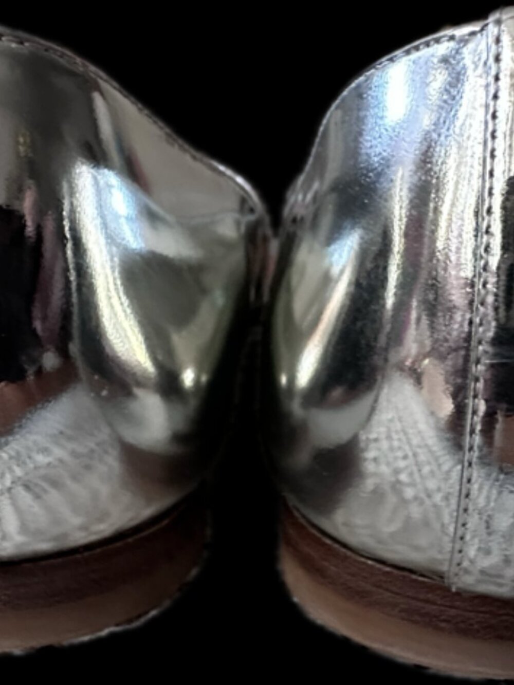 MARGAUX Silver Metallic Pointed Toe Flats Mary Jane Strap Size 40 U.S. 9.5 - Picture 4 of 4